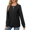 imageSaloogoe Sweatshirts for Women Crewneck Cable Knit Sleeve Sweaters Lightweight Fashion 2024Cblack