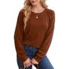 imageSaloogoe Sweatshirts for Women Crewneck Cable Knit Sleeve Sweaters Lightweight Fashion 2024Ccaramel