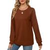 imageSaloogoe Sweatshirts for Women Crewneck Cable Knit Sleeve Sweaters Lightweight Fashion 2024Ccaramel