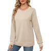 imageSaloogoe Sweatshirts for Women Crewneck Cable Knit Sleeve Sweaters Lightweight Fashion 2024Dkhaki