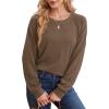 imageSaloogoe Sweatshirts for Women Crewneck Cable Knit Sleeve Sweaters Lightweight Fashion 2024Ecoffee