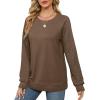 imageSaloogoe Sweatshirts for Women Crewneck Cable Knit Sleeve Sweaters Lightweight Fashion 2024Ecoffee