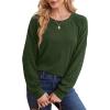 imageSaloogoe Sweatshirts for Women Crewneck Cable Knit Sleeve Sweaters Lightweight Fashion 2024Edark Green