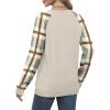 imageSaloogoe Sweatshirts for Women Crewneck Cable Knit Sleeve Sweaters Lightweight Fashion 2024Hplaid Grey