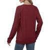 imageSaloogoe Sweatshirts for Women Crewneck Cable Knit Sleeve Sweaters Lightweight Fashion 2024Jburgundy