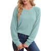 imageSaloogoe Sweatshirts for Women Crewneck Cable Knit Sleeve Sweaters Lightweight Fashion 2024Jlight Green