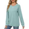 imageSaloogoe Sweatshirts for Women Crewneck Cable Knit Sleeve Sweaters Lightweight Fashion 2024Jlight Green