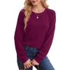 imageSaloogoe Sweatshirts for Women Crewneck Cable Knit Sleeve Sweaters Lightweight Fashion 2024Jpurple