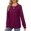 imageSaloogoe Sweatshirts for Women Crewneck Cable Knit Sleeve Sweaters Lightweight Fashion 2024Jpurple