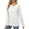 imageSaloogoe Sweatshirts for Women Crewneck Cable Knit Sleeve Sweaters Lightweight Fashion 2024Jwhite