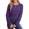 imageSaloogoe Sweatshirts for Women Crewneck Cable Knit Sleeve Sweaters Lightweight Fashion 2024Kgrape Purple