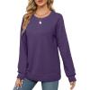 imageSaloogoe Sweatshirts for Women Crewneck Cable Knit Sleeve Sweaters Lightweight Fashion 2024Kgrape Purple