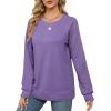 imageSaloogoe Sweatshirts for Women Crewneck Cable Knit Sleeve Sweaters Lightweight Fashion 2024Klavender
