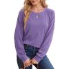 imageSaloogoe Sweatshirts for Women Crewneck Cable Knit Sleeve Sweaters Lightweight Fashion 2024Klavender