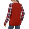 imageSaloogoe Sweatshirts for Women Crewneck Cable Knit Sleeve Sweaters Lightweight Fashion 2024Kplaid Red