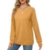 imageSaloogoe Sweatshirts for Women Crewneck Cable Knit Sleeve Sweaters Lightweight Fashion 2024Kpumpkin Yellow
