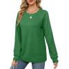 imageSaloogoe Sweatshirts for Women Crewneck Cable Knit Sleeve Sweaters Lightweight Fashion 2024Kspring Green