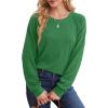 imageSaloogoe Sweatshirts for Women Crewneck Cable Knit Sleeve Sweaters Lightweight Fashion 2024Kspring Green