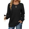 imageSaloogoe Sweatshirts for Women Crewneck Cable Knit Sleeve Sweaters Lightweight Fashion 2024Cblack