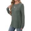imageSaloogoe Long Sleeve Shirts for Women Dressy Casual Tops Pleated Front Lightweight SweatersClassic Green