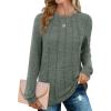 imageSaloogoe Long Sleeve Shirts for Women Dressy Casual Tops Pleated Front Lightweight SweatersClassic Green