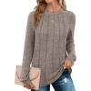 imageSaloogoe Long Sleeve Shirts for Women Dressy Casual Tops Pleated Front Lightweight SweatersClassic Khaki