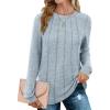 imageSaloogoe Long Sleeve Shirts for Women Dressy Casual Tops Pleated Front Lightweight SweatersDusty Blue