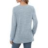 imageSaloogoe Long Sleeve Shirts for Women Dressy Casual Tops Pleated Front Lightweight SweatersDusty Blue