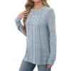 imageSaloogoe Long Sleeve Shirts for Women Dressy Casual Tops Pleated Front Lightweight SweatersDusty Blue