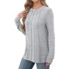 imageSaloogoe Long Sleeve Shirts for Women Dressy Casual Tops Pleated Front Lightweight SweatersLight Grey