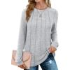 imageSaloogoe Long Sleeve Shirts for Women Dressy Casual Tops Pleated Front Lightweight SweatersLight Grey