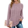 imageSaloogoe Long Sleeve Shirts for Women Dressy Casual Tops Pleated Front Lightweight SweatersMauve