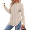 imageSaloogoe Long Sleeve Shirts for Women Tunic Tops for Women Loose Fit Dressy Crew Neck Pullover Basic Sweaters for Women 2024Apricot