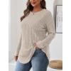 imageSaloogoe Long Sleeve Shirts for Women Tunic Tops for Women Loose Fit Dressy Crew Neck Pullover Basic Sweaters for Women 2024Apricot