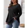 imageSaloogoe Long Sleeve Shirts for Women Tunic Tops for Women Loose Fit Dressy Crew Neck Pullover Basic Sweaters for Women 2024Black