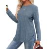 imageSaloogoe Long Sleeve Shirts for Women Tunic Tops for Women Loose Fit Dressy Crew Neck Pullover Basic Sweaters for Women 2024Blue