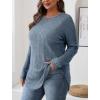 imageSaloogoe Long Sleeve Shirts for Women Tunic Tops for Women Loose Fit Dressy Crew Neck Pullover Basic Sweaters for Women 2024Blue