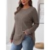 imageSaloogoe Long Sleeve Shirts for Women Tunic Tops for Women Loose Fit Dressy Crew Neck Pullover Basic Sweaters for Women 2024Brown