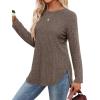 imageSaloogoe Long Sleeve Shirts for Women Tunic Tops for Women Loose Fit Dressy Crew Neck Pullover Basic Sweaters for Women 2024Brown