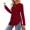 imageSaloogoe Long Sleeve Shirts for Women Tunic Tops for Women Loose Fit Dressy Crew Neck Pullover Basic Sweaters for Women 2024Burgundy Red