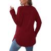 imageSaloogoe Long Sleeve Shirts for Women Tunic Tops for Women Loose Fit Dressy Crew Neck Pullover Basic Sweaters for Women 2024Burgundy Red