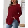 imageSaloogoe Long Sleeve Shirts for Women Tunic Tops for Women Loose Fit Dressy Crew Neck Pullover Basic Sweaters for Women 2024Burgundy Red