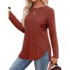 imageSaloogoe Long Sleeve Shirts for Women Tunic Tops for Women Loose Fit Dressy Crew Neck Pullover Basic Sweaters for Women 2024Caramel