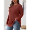 imageSaloogoe Long Sleeve Shirts for Women Tunic Tops for Women Loose Fit Dressy Crew Neck Pullover Basic Sweaters for Women 2024Caramel
