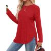 imageSaloogoe Long Sleeve Shirts for Women Tunic Tops for Women Loose Fit Dressy Crew Neck Pullover Basic Sweaters for Women 2024Christmas Red