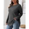 imageSaloogoe Long Sleeve Shirts for Women Tunic Tops for Women Loose Fit Dressy Crew Neck Pullover Basic Sweaters for Women 2024Dark Grey