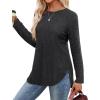 imageSaloogoe Long Sleeve Shirts for Women Tunic Tops for Women Loose Fit Dressy Crew Neck Pullover Basic Sweaters for Women 2024Dark Grey