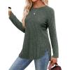 imageSaloogoe Long Sleeve Shirts for Women Tunic Tops for Women Loose Fit Dressy Crew Neck Pullover Basic Sweaters for Women 2024Green