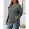 imageSaloogoe Long Sleeve Shirts for Women Tunic Tops for Women Loose Fit Dressy Crew Neck Pullover Basic Sweaters for Women 2024Green
