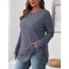 imageSaloogoe Long Sleeve Shirts for Women Tunic Tops for Women Loose Fit Dressy Crew Neck Pullover Basic Sweaters for Women 2024Grey Blue